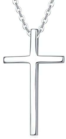 Carleen Solide 14 Karat 585 Weiß Gold Kreuz Christian Anhänger Kette Minimalist Halskette Schmuck für Damen Mädchen Baby Kinder mit Geschenk Box - Verstellbare Kettenlänge: 40 + 5 cm