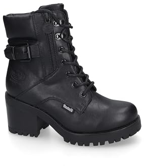 Dockers by Gerli Damen Combat Boots, Frauen Stiefeletten,warm gefüttert,uebergangsschuhe,uebergangsstiefel,schnürstiefel,schwarz,38 EU
