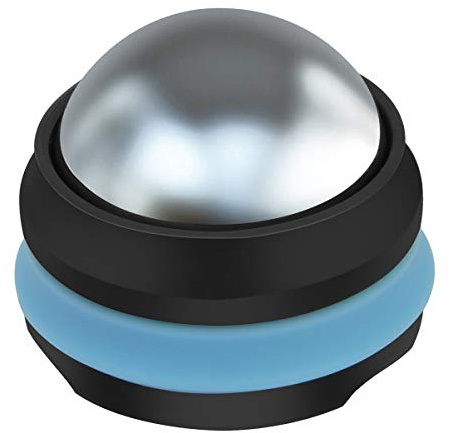 AHIER Cold Massage Roller Ball, Stainless Steel Cold Therapy Relief, Free Rolling Removable Gel Ball Deep Tissue Massage Pain Relief, Great Tool for Back/Neck Pain, Muscles Recovery (Black)