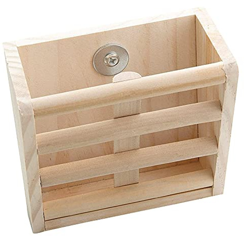 ANCLLO Rabbit Hay Feeder Rack Wooden Wall-mountable Hay Manger for Small Pets Bunny Chinchilla Guinea Pigs
