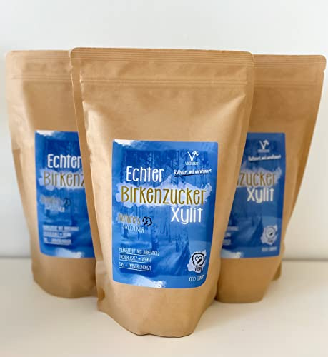 Echter Birkenzucker Xylit, Natürlicher Zuckerersatz Ohne Mais Aus Finnland EU Qualität (3 x 1000g) vom Kräuterladen.com