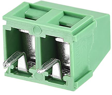 sourcing map 20 Stück Leiterplatten Schraubklemme Stahl überzogener Zinkkontakt AC300V 12A 2P 5mm Rastermaß für Prototypenplatine Grün