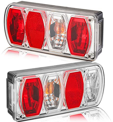 DARKGUARD Ensemble Feux Arrière Remorques 12v Homologué E4,7Fonctions 2pcs Halogènes Feu Arrière Remorque Caravane,Imperméable Éclairage Antibrouillard Recul Etanche Tracteur Remorque Camion