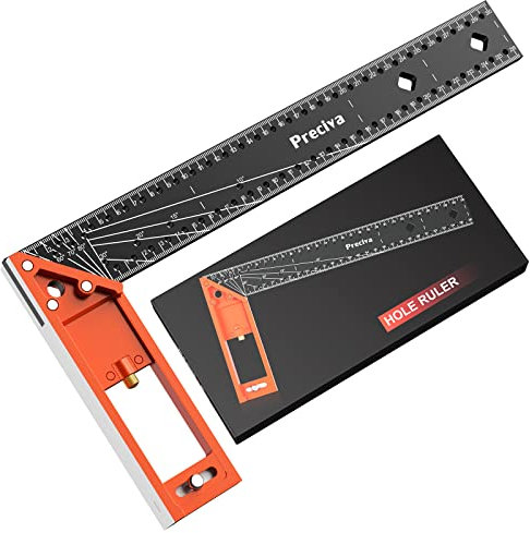 Carpenters Squares Tool, Preciva Combination Square12 Inch/300mm, Stainstainless Steel Angle Ruler, Woodworking Toolkit L Shape (Carpenter Square)