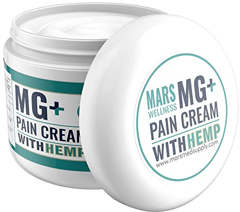 MARS WELLNESS MG+ Hemp Pain Cream (4 oz) - Maximum Strength Arnica & Magnesium Cream for Sore Legs, Joints & Muscle Cramps - Unisex Adults