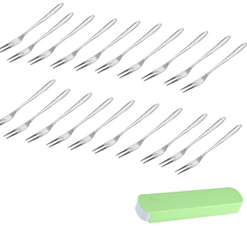 20-Piece Stainless Steel Fruit & Cake Fork Set with Storage Box