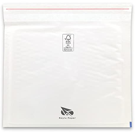 RAYLU PAPER – 10 Stück Gepolsterte Versandtaschen Weiß selbstklebende Luftpolsterumschläge Recycelbare Luftpolstertaschen für Dokumente und Warensendungen (180 x 160 mm (CD))