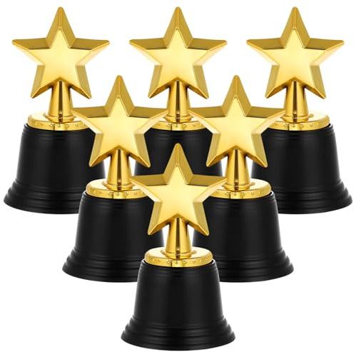 jojofuny 6 Stück Star Trophy Awards Mini Star Trophy Awards Bulk Star Gold Award Trophäen Für Kinderklassenzimmer Schulbelohnung Sportturnier-Gewinnpreis
