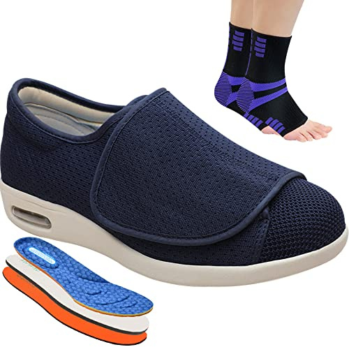 Aocase Chaussures Orthopédiques pour Diabétiques, Pieds Gonflés Plus âgés, Chaussures Lâches Chaussure Basse Extra Large Respirante Léger pour Les Pieds Gonflés Larges et Diabétiques,Bleu,40 EU