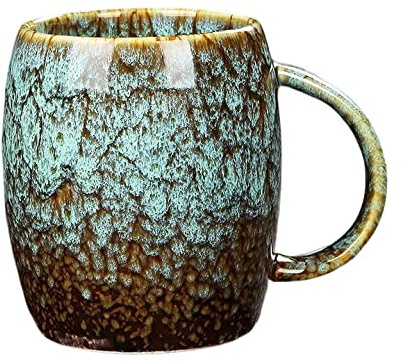 400ml Großer Keramik-Kaffeebecher mit Henkel, Neuheit Vintage Tee Tasse Latte Tassen Tassen für Büro und Haus, einzigartiges Geschenk für Männer Frauen,grün