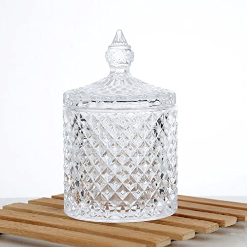 Toolzia Large Glass Jar with Lid, Storage Cans Container Candy Barrel with Lid, Decorative Crystal Candy Biscuit Jars Ideal for Sweet
