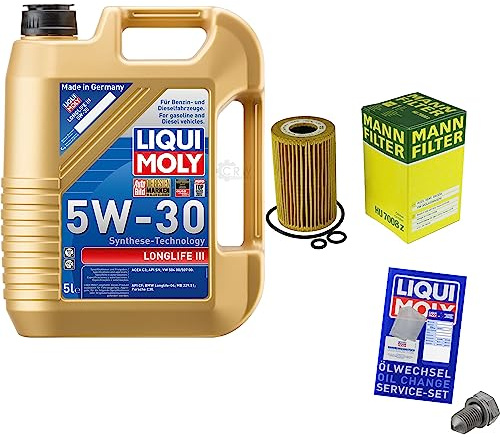 Inspektionspaket 5L LIQUI MOLY 5W-30 für A3 Sportback A4 Allroad Altea CC | Motoröl LIQUI MOLY Longlife III 5W-30 Ölfilter Ablassschraube