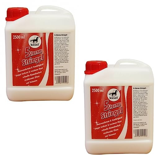 RL24 leovet - 5-Sterne Striegel | Mähnenspray für Pferde | Schweifspray für Glanz & leichte Kämmbarkeit | stoppt Juckreiz & trockene Haut | Schutz vor Schmutz | 2 x 2500 ml Kanister (2er Set)