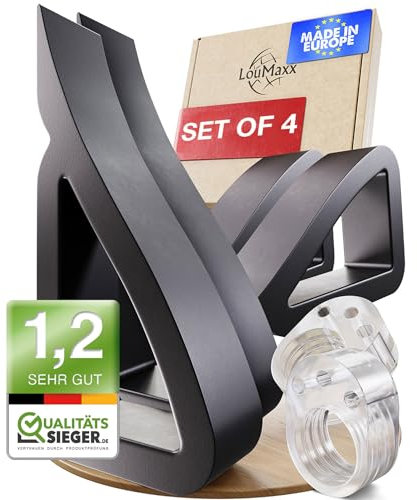 LouMaxx Fermaporta in plastica TPE, 4 pezzi, facile da installare, colore: nero