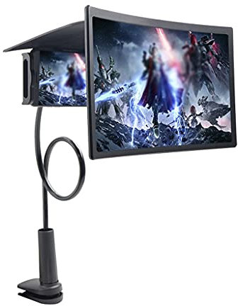 Portable Lazy Holder Mobile Phone Screen Magnifier 3D Movie 12 Inch Amplifier Bracket Smartphone Clip IN Home Bed Desk Stand (Color : Svart) Auspicious clouds