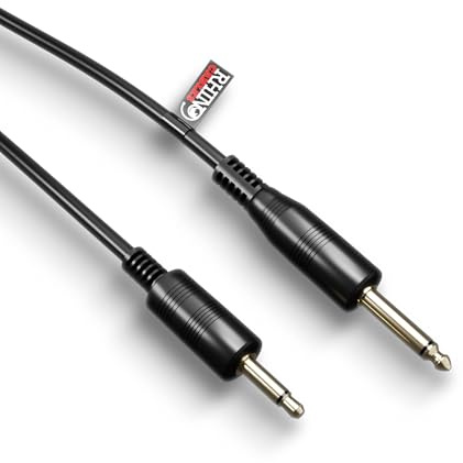 rhinocables 3.5mm to 6.35mm Mono Audio Cable (3m) | TS Jack Lead for Connecting Laptops, Headphones, Recorders, Keyboards & Amps