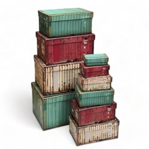 MIJOMA Robuste scatole regalo e scatole di conservazione in design di container navale – Contenitori ordinati in stile industriale (10)