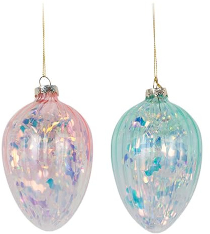 Cabilock 2 StüCk Glas Osterei-Ornamente Zum AufhäNgen Bunte Osterei-HäNgeornamente FüR FrüHlings- Und Osterdekoration Innen Osterbaum Schmuck Mit Seil