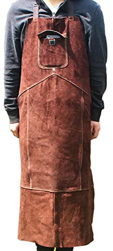 Luminexia Delantal de Cuero para Soldador,Soldadura Equipo,Soldador Protección Térmica Aislamiento Delantal Vaca Cuero,Delantales de trabajo para hombres y mujeres