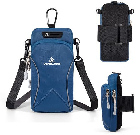 AYMQC Brazalete Deportivo de Teléfono Impermeable Bolsa de Brazo para Correr Ciclismo Compatible con iPhone, Samsung, Huawei Teléfono Móviles de hasta 6,7 Pulgadas (Azul)