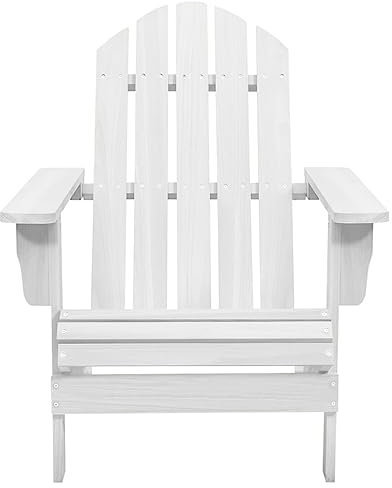 ULUYYUC Lounge Sessel Outdoor Camping Tisch Stuhl Set Strandstuhl Faltbar Leicht Gartenmöbel - Gartenstuhl Holz Weiß für Außenbereich Speisesaal Garten Balkon