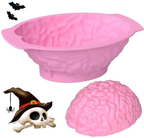 XLWEN Molde De Pudín De Cerebro De Silicona, Bizcocho Halloween, Moldes De Silicona Para Galletas Y Halloween