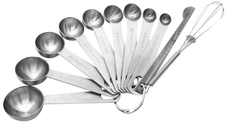 Ciieeo 11-Piece Measuring Spoon Ruler Set Stainless Steel Baking Supplies Simple Design for Easy Use