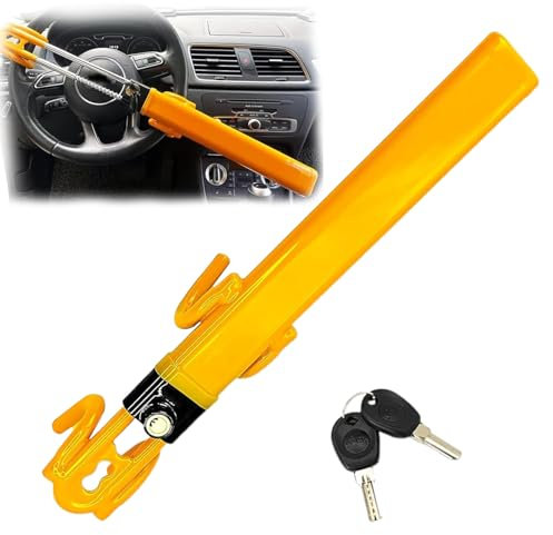 OXNSHEJW Steering Wheel Lock, Car Steering Wheel Locks, Universal Steering Locks, Heavy Duty Anti-Theft Device Fit for Cars, SUVs, Vans, Caravans, 2 Keys