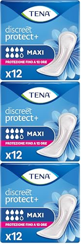 Tena Discreet - Maxi-Damenbinden, Es, Blau, 12 Stück (Packung mit 3)