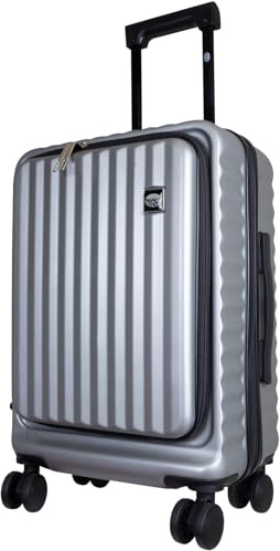 Monopol Hartschale Handgepäck Business Trolley Lissabon 55cm 36 Liter 4 Rollen für Laptop 17 Zoll (Silber)