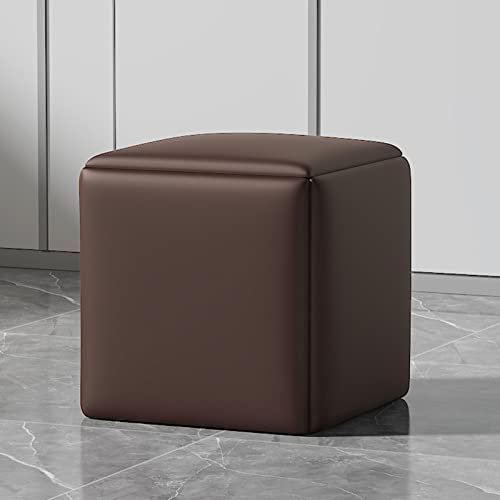 Stapelbare Ottomane Hocker Set 5 in 1 Würfelstuhl mit Drehrollen Stilvoller Kunstleder Fußhocker & Bank für Wohn- und Esszimmer