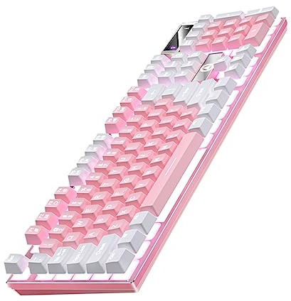 CHICAMPERA Clavier Souris sans Fil Rose 104 Touches en Abs Touches Suspendues et Support Pliable, Clavier Gamer Performant et Résistant pour Matériel de Jeu Vidéo