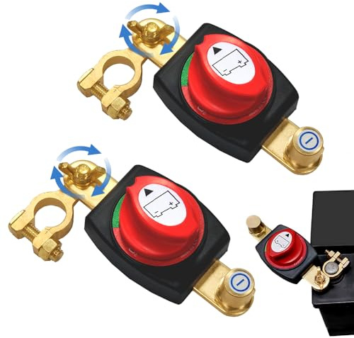 Batteriehauptschalter, 180° Einstellbarer Autobatterie Trennschalter Wasserdicht, Batterieschalter Auto Batterie Trennschalter 12V-48V für Auto Motorrad Marine Boat Caravan Yacht Bus