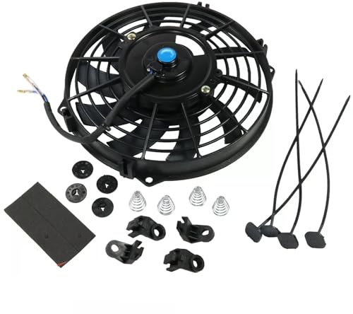 Ventilateur Électrique Universel pour Radiateur de Voiture 23cm 9 pouces 12V 80W 720m³/h Ventilateur de Radiateur Silencieux Pales Courbées Système de Refroidissement de Voiture Moto Bateau VTT