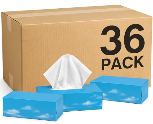 OfficeHarbour 36 x Boxes of 100 Soft White Facial Tissues (3,600 Total) | 2 Ply with Hygienic Plastic Film | Easy-Dispense Lift Design | for Home, Office, Hotel, School & Care Use