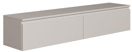 Selsey Hängeboard Bemmi 28,4x150x31,8 cm, Minimalistisches TV Lowboard, Greige, Hochwertige Spanplatte mit ABS-Kanten, Zwei Klappenfächer,Melaminbeschichtet, Ideal fürs Wohnzimmer