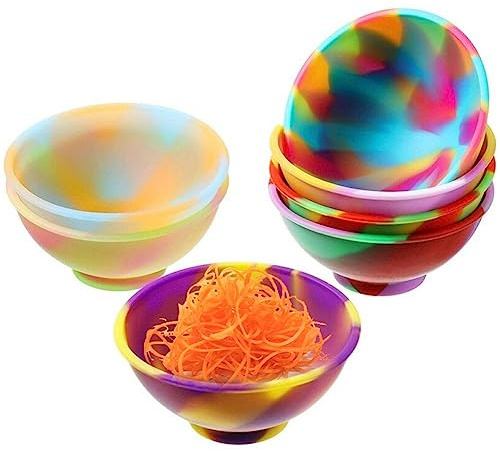 Fituenly 7 Pieces Mini Silicone Pinch Bowls, Prep and Serve Bowls, Multicolor Reusable Snack Bowls Silicone Condiment Bowls for Sauce, Nuts, Candy, Fruits, Appetizer, Snacks