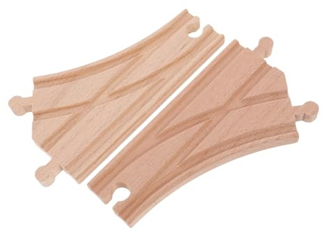 Holz Eisenbahnschienenverbinder für Kinder, 2 Stück Y-gleis | Khaki, Holzausführung, Multidirektionale Weichen, Lernspielzeug für Eisenbahnsets