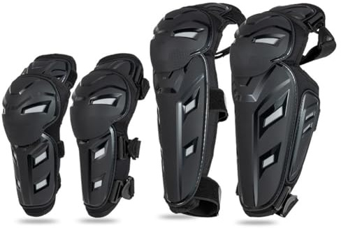 HGTRH Rodilleras Motocross, Equipo de Protección para Motociclismo Rodilleras Antideslizantes Ajustables para Bicicleta de Montaña y Cross-Country Juego de 4 Piezas Knee Pads+Elbow Brace
