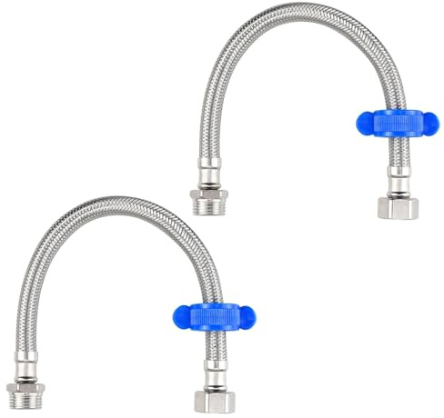 2 PCS 30cm Stainless Steel Braided Hose, 1/2 Male to Female Tap Connector | Flexible pipe for kitchen, bathroom and toilet, sturdy plumbing fitting for daily installation