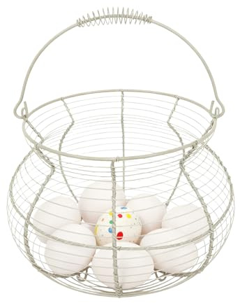 Cesta de Huevos de Gallina - Soporte De Almacenamiento Tejido Vintage,con Asa de Alambre y Cesta para Huevos,para Cocina Picnic Casa de Campo Jardín Pascua Navidad Frutas y Verduras