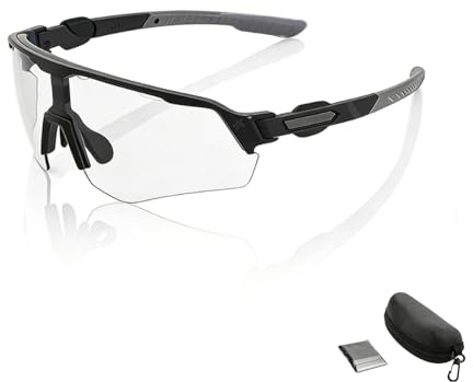 TioRacY Fahrradbrille Herren Selbsttönend, Schwarz Rahmen C5, UV400 Schutz, Sportbrille Für Radfahren, Laufen, Wandern, Angeln, Strandaktivitäten
