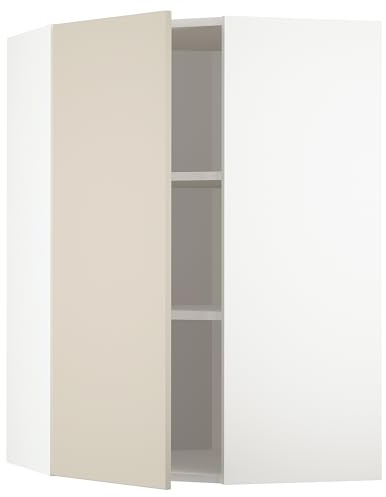 ProTuning METOD Hörnväggskåp med hyllor, vit/Havstorp beige, 68 x 100 cm
