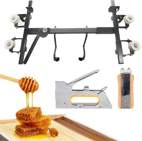 Beehive Frame Threading Tool Set, Bee Frame Tenditore con pistola per unghie manuale in acciaio inox per apicoltura, include strumenti per tirare fili
