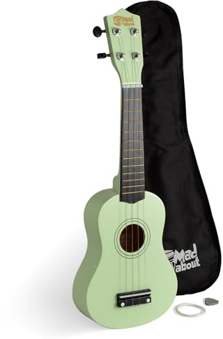 Mad About Sopran Ukulele Mint Anfänger Set | SU8 Ukulele in Mintgrün mit Tasche, Plektrum & Ersatzsaiten, Carbon‑Saiten für bessere Stimmung, ideal Anfänger