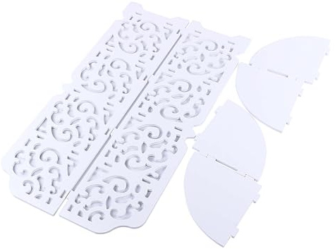 BAFOVY Hörnhylla, Vit Träplastkomposit, Elegant Snidade 4-våningshyllor, Perfekt för Vardagsrum, Badrum och Kontorsförvaring