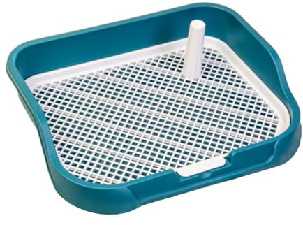kesurpae Toilette per Cani con Colonna, Toilette per Cuccioli, Porta tappetini per pipì, per addestramento Animali, Gialla, Verde Scuro, 49x39x10cm