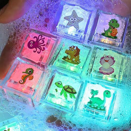 Lumières de Bain pour - 8 pièces Glow Ice - Jouets sensoriels étanches à LED | Idéal pour , , Piscine, Douche, Maison, Voyage, Anniversaire, Noël, fêtes, Jeux d'eau
