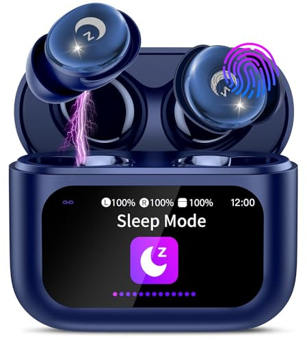 Bluetooth Kopfhörer, Mini 48 Std Schlafkopfhörer Bluetooth 5.4 mit Touchscreen, 2026 Neue in Ear Kopfhörer Kabellos mit ENC Noise Cancelling, IPX7 Ohrhörer, Immersiver Deep Bass Earbuds, Sternenblau