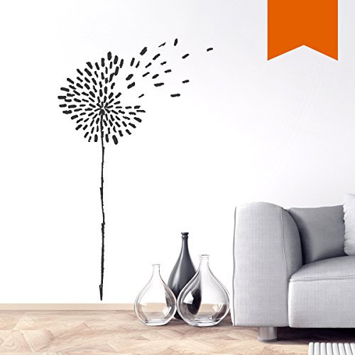 WANDKINGS Wandtattoo - Pusteblume mit Samen - 53 x 90 cm - Orange - Wähle aus 5 Größen & 35 Farben
